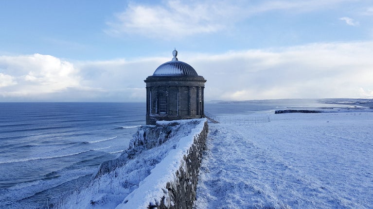 Mussenden Temple in snow